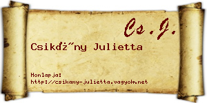 Csikány Julietta névjegykártya